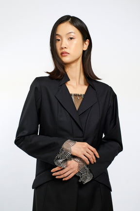 Classic lace jacket dress (Black)