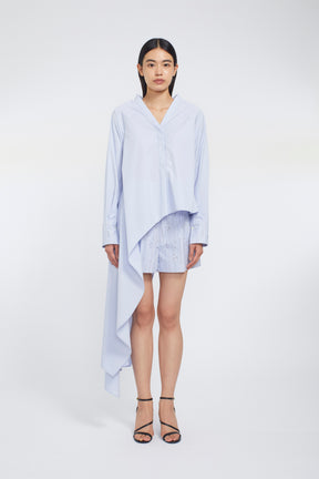 Swaying stripe embroidered blouse (Blue)