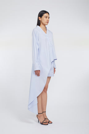 Swaying stripe embroidered blouse (Blue)