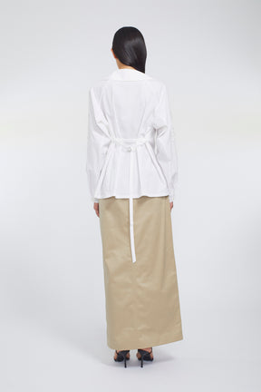 Droplet flower embroidered shirt (White)
