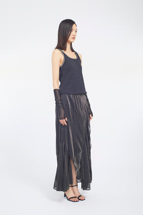 Fluid glimmer asymmetric skirt (Black)