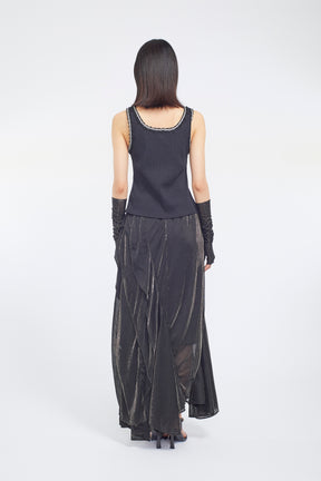 Fluid glimmer asymmetric skirt (Black)