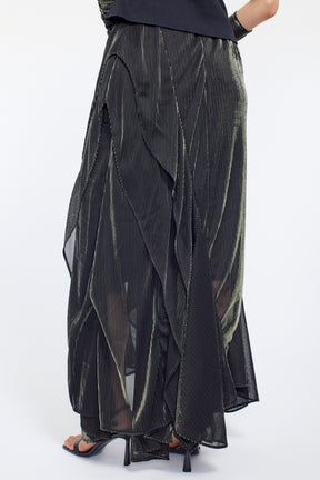 Fluid glimmer asymmetric skirt (Black)