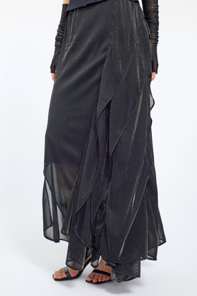 Fluid glimmer asymmetric skirt (Black)