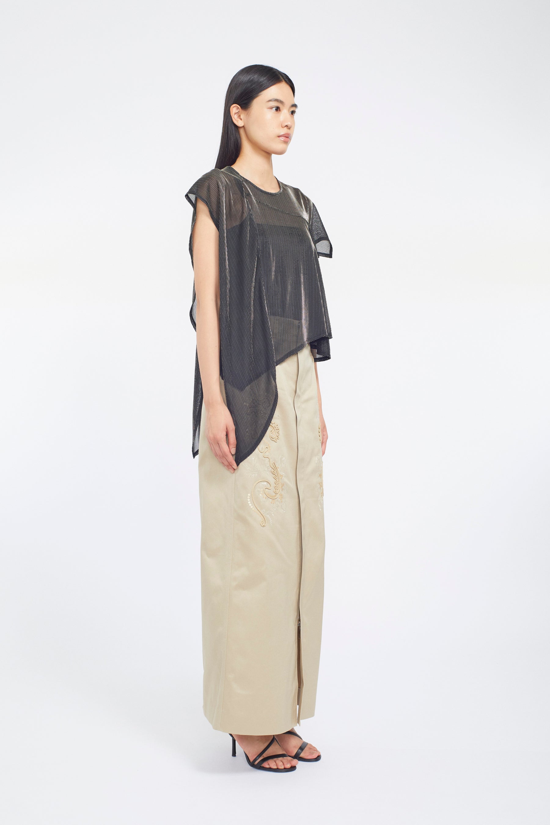 Fluid glimmer asymmetric tops (Black)