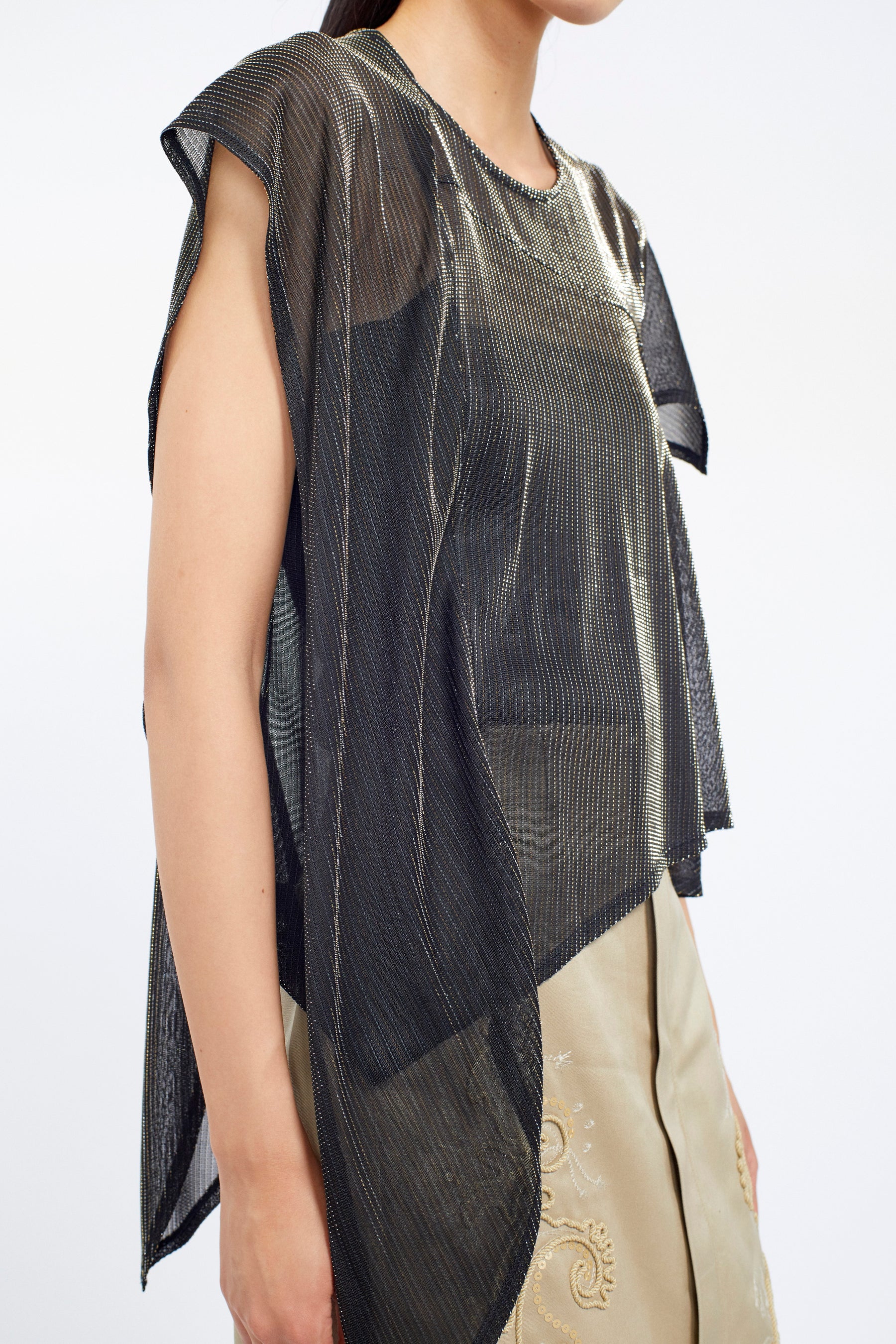 Fluid glimmer asymmetric tops (Black)