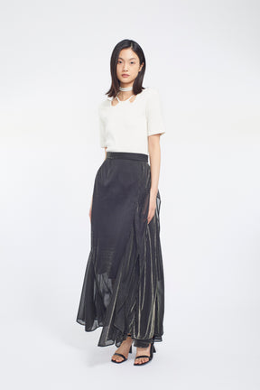 Glitter ivy halfsleeve tops (White)