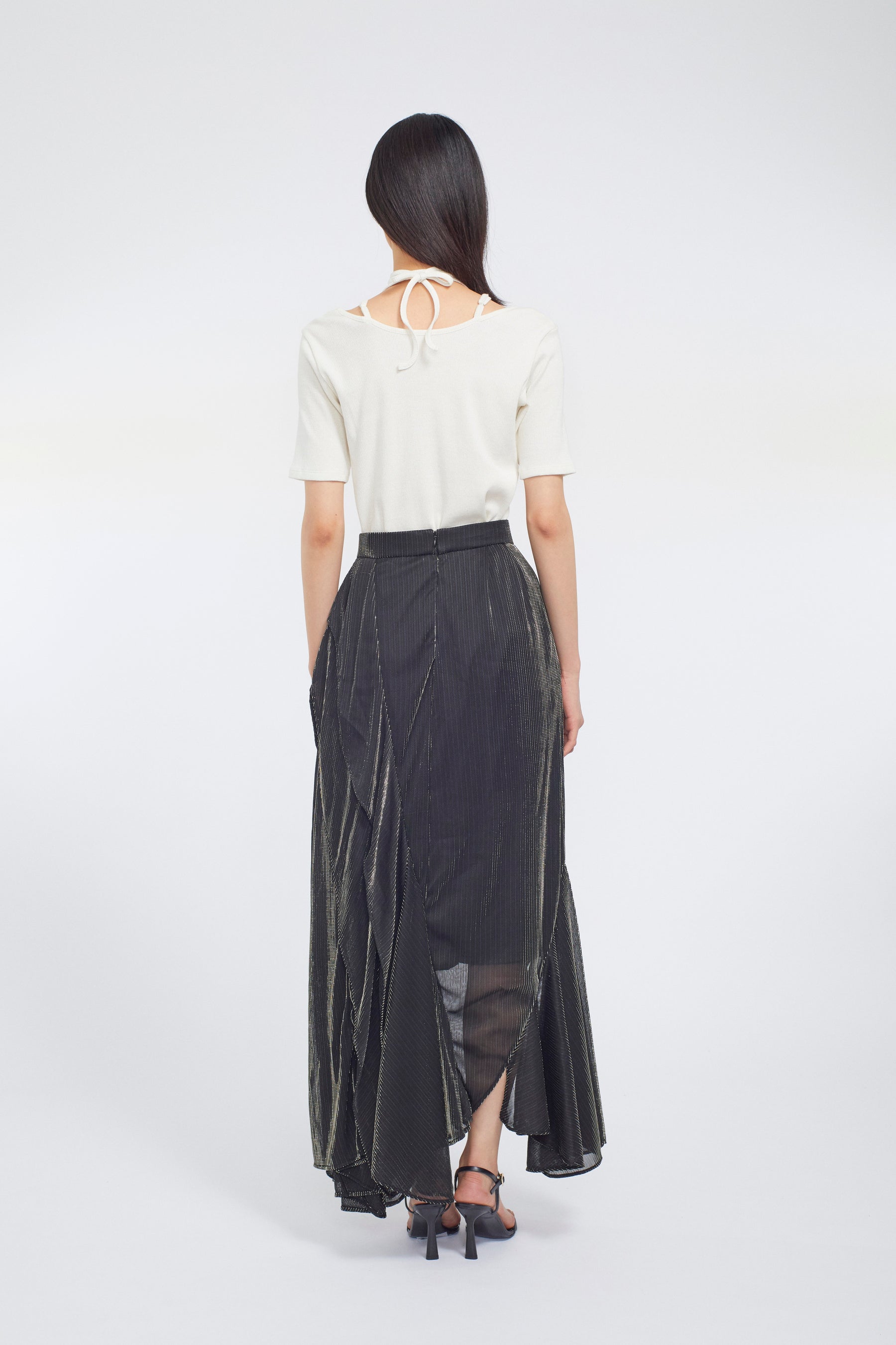 Glitter ivy halfsleeve tops (White)