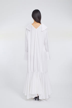 Droplet flower embroidered shirt dress (White)