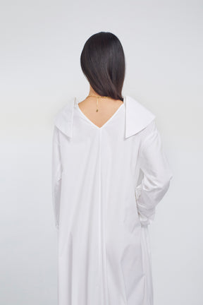 Droplet flower embroidered shirt dress (White)