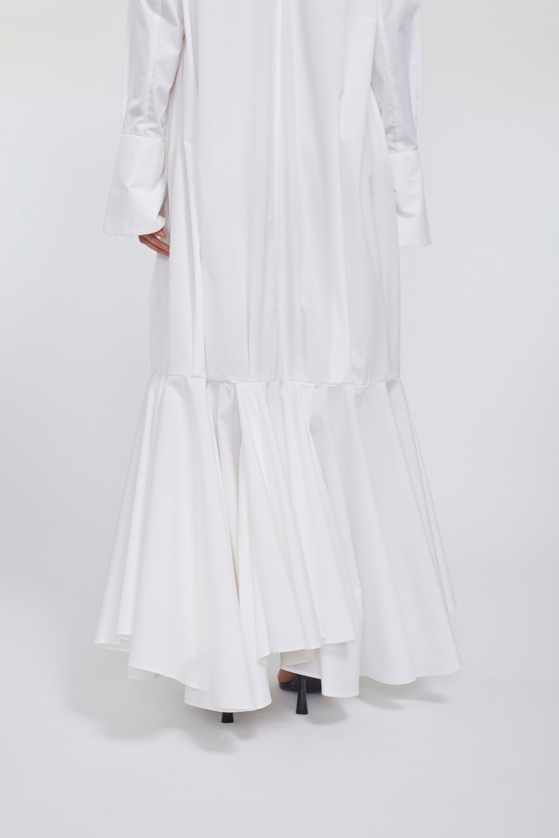 Droplet flower embroidered shirt dress (White)