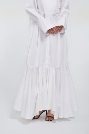 Droplet flower embroidered shirt dress (White)