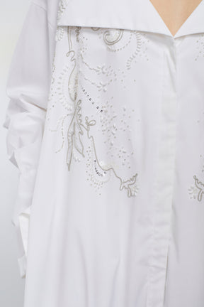 Droplet flower embroidered shirt dress (White)