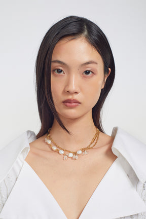 Droplet flower necklace (Gold)