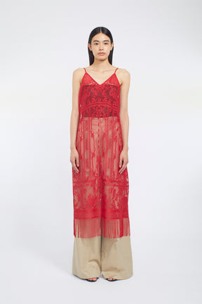 Mirror lace camisole dress (Red)