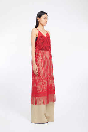Mirror lace camisole dress (Red)