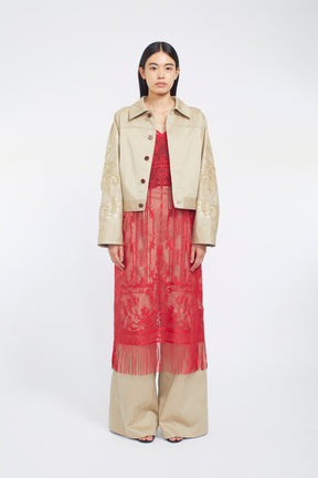Relief embroidered chino jacket (Beige)