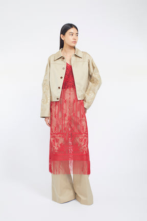 Relief embroidered chino jacket (Beige)
