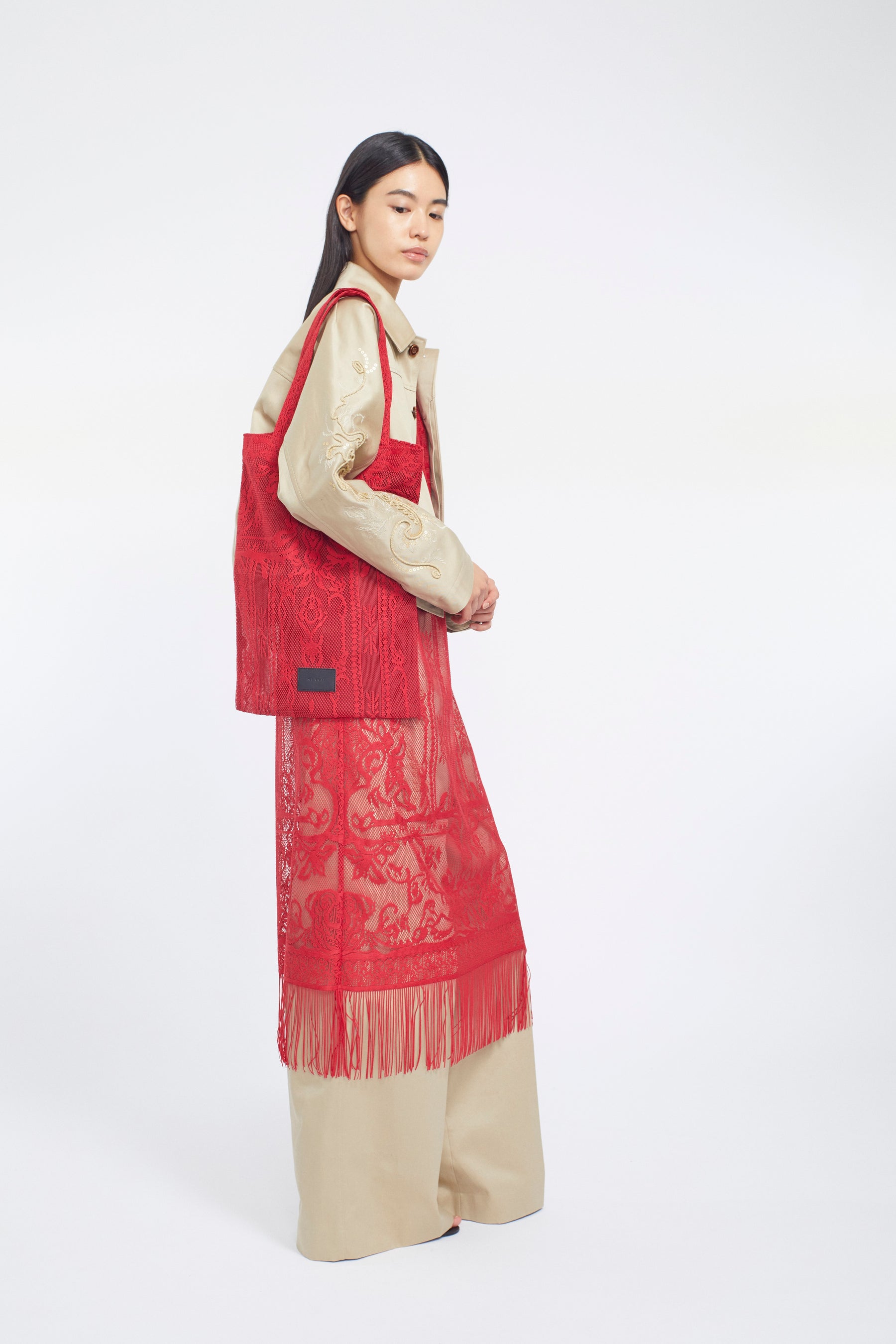 Mirror lace camisole dress (Red)