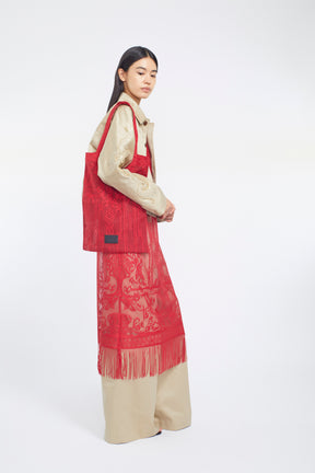 Mirror lace tote bag (Red)