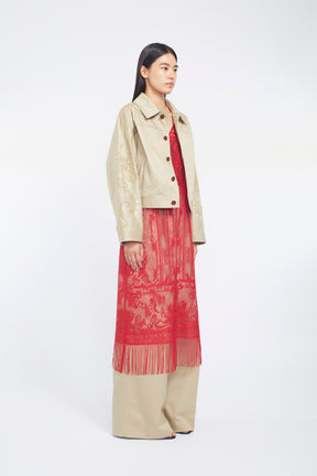 Relief embroidered chino jacket (Beige)