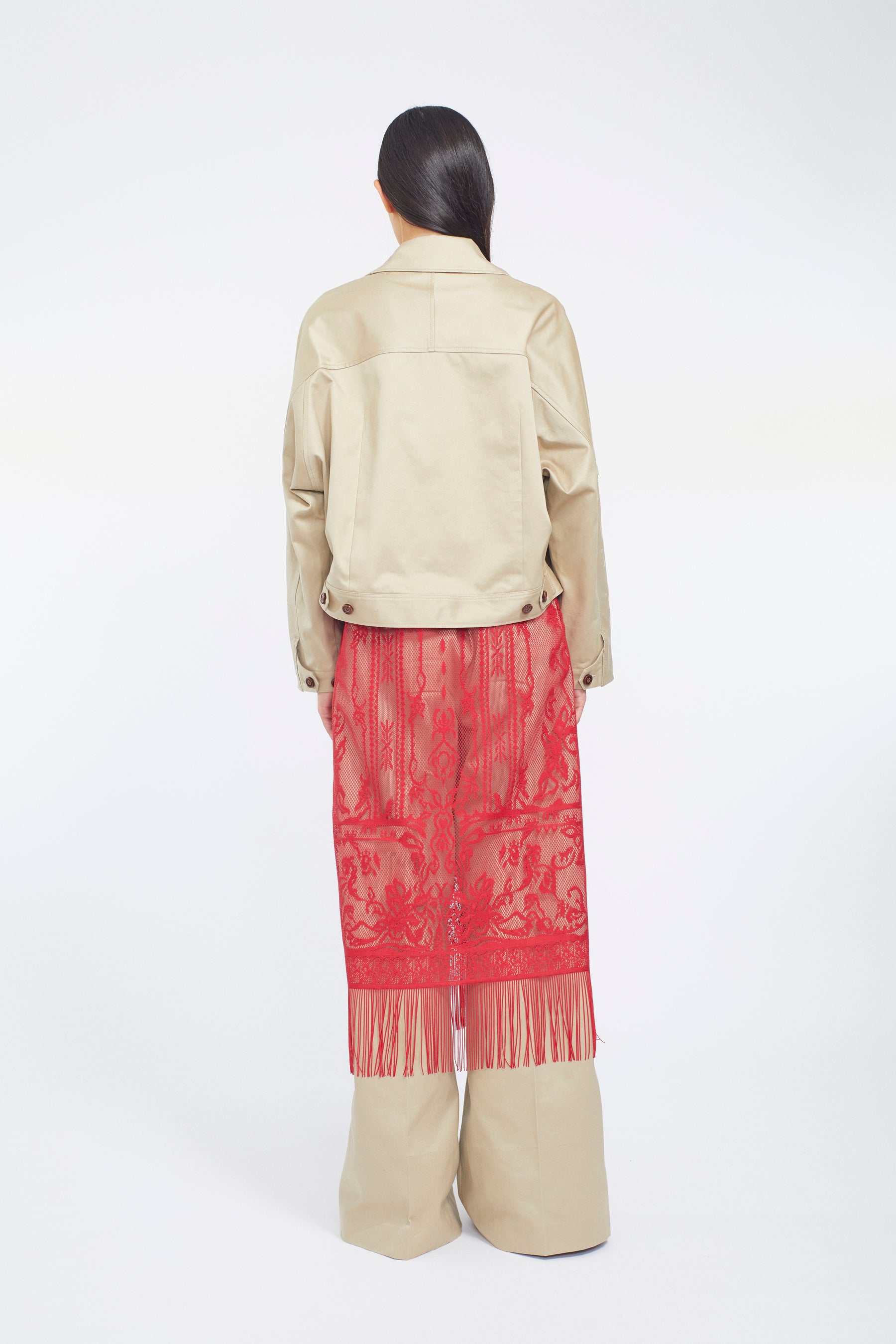 Relief embroidered chino jacket (Beige)