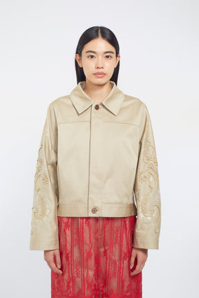Relief embroidered chino jacket (Beige)