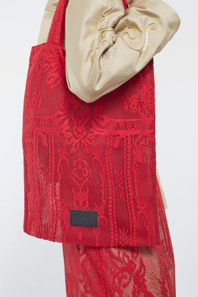 Mirror lace tote bag (Red)