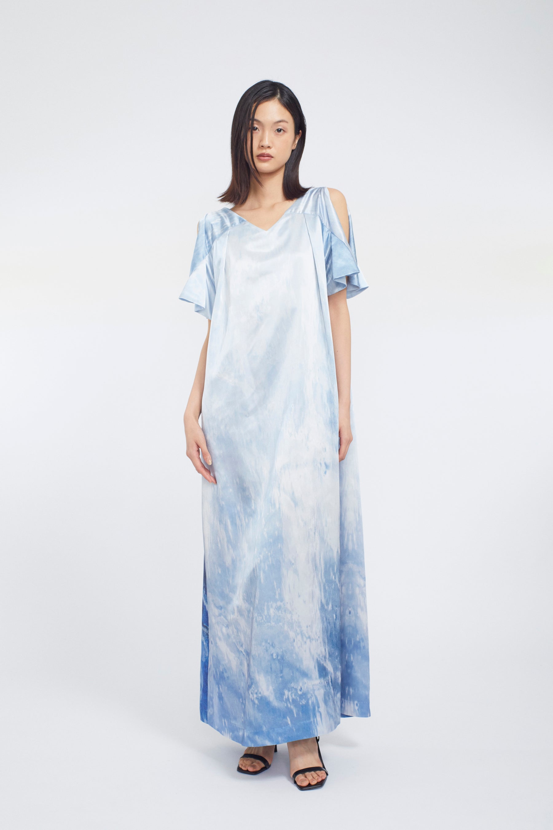 Water mirror print dress (Blue)
