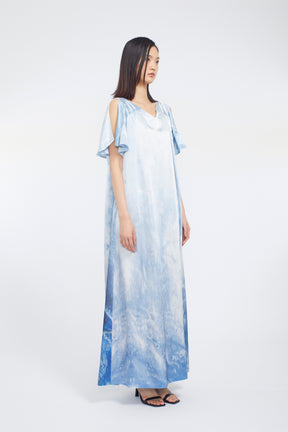 Water mirror print dress (Blue)