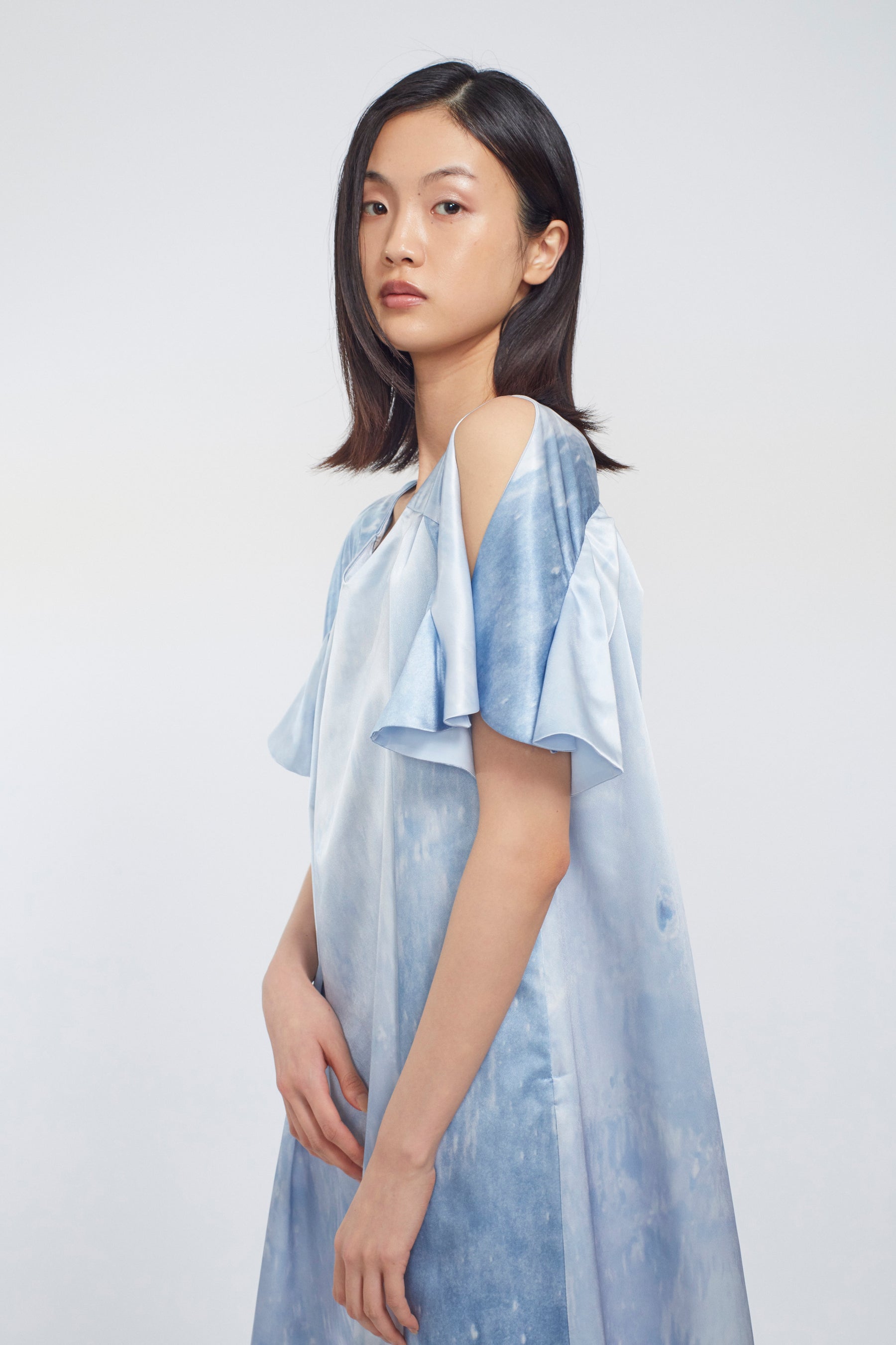 Water mirror print dress (Blue)