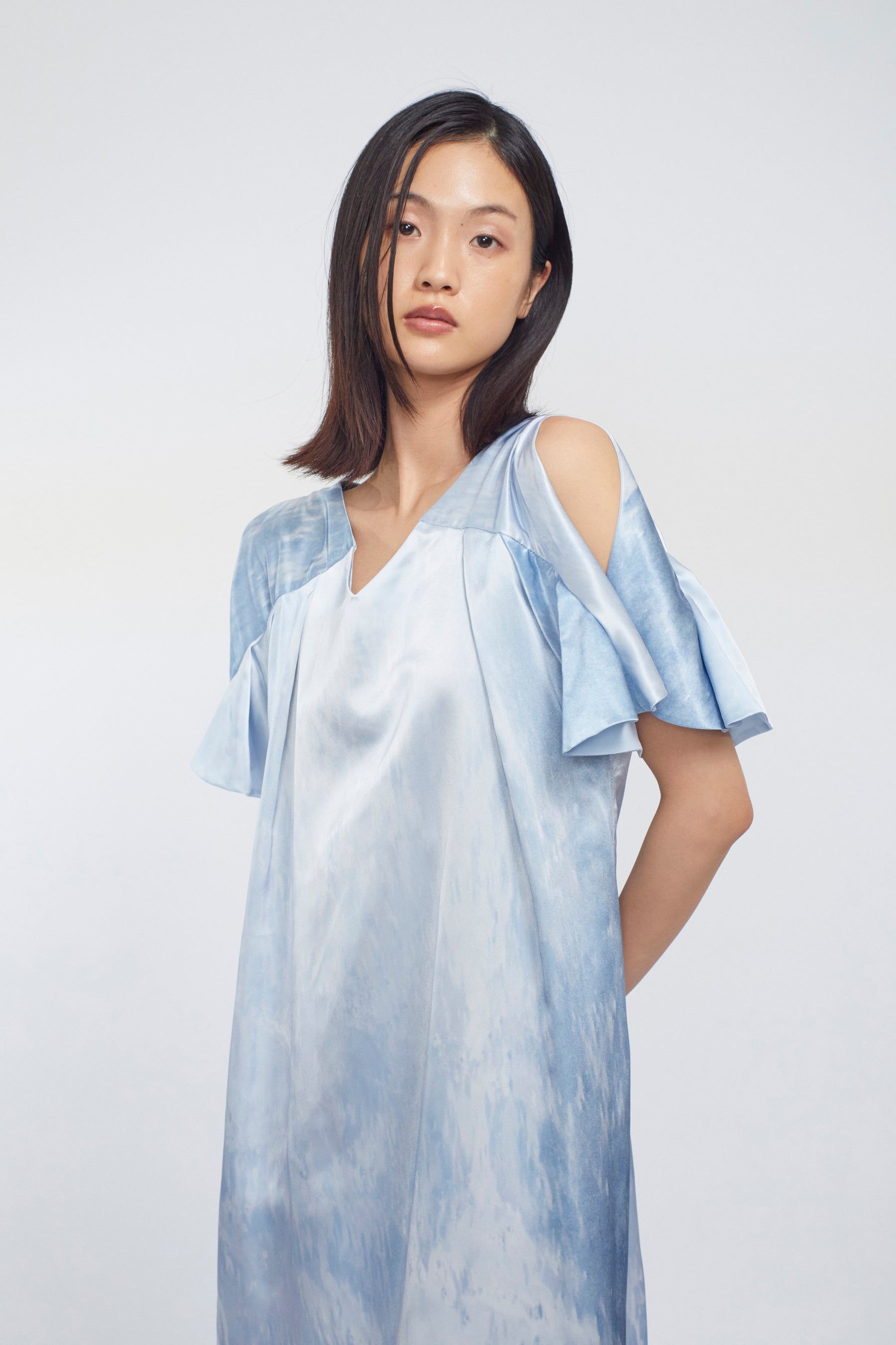 Water mirror print dress (Blue)