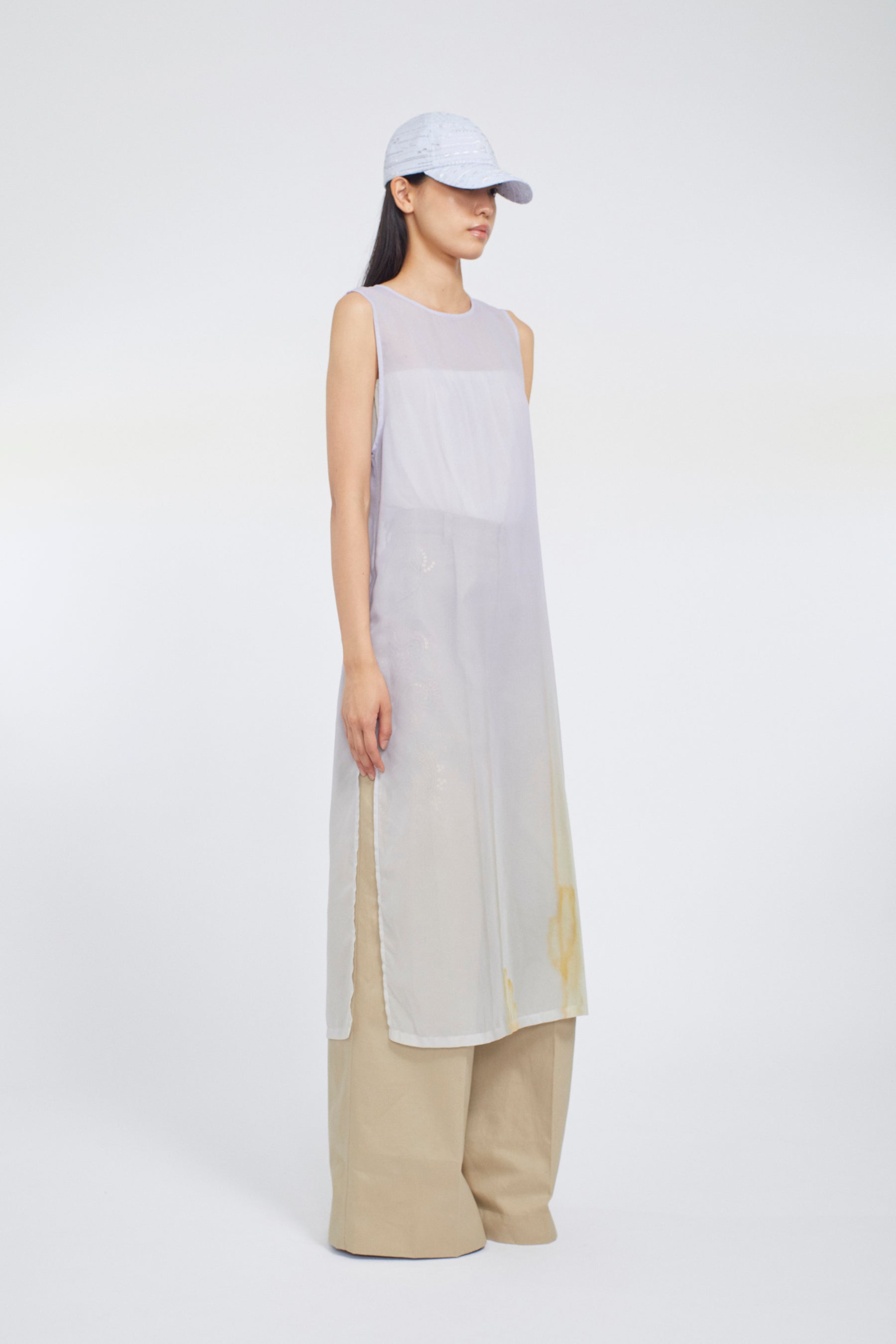 Narcissus print dress (Blue)