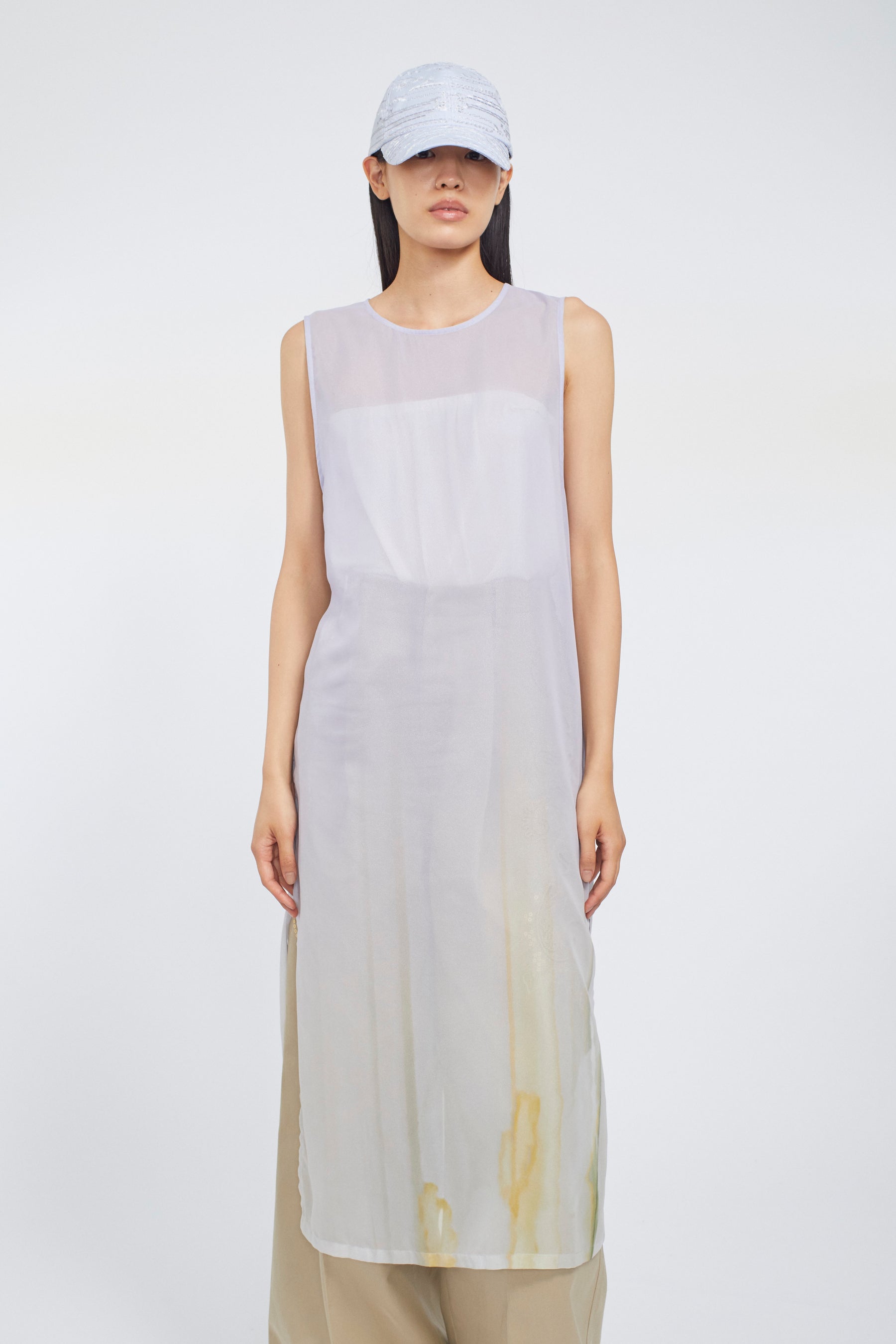 Narcissus print dress (Blue)