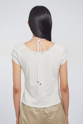 Lace up embroidered tops (Ivory)