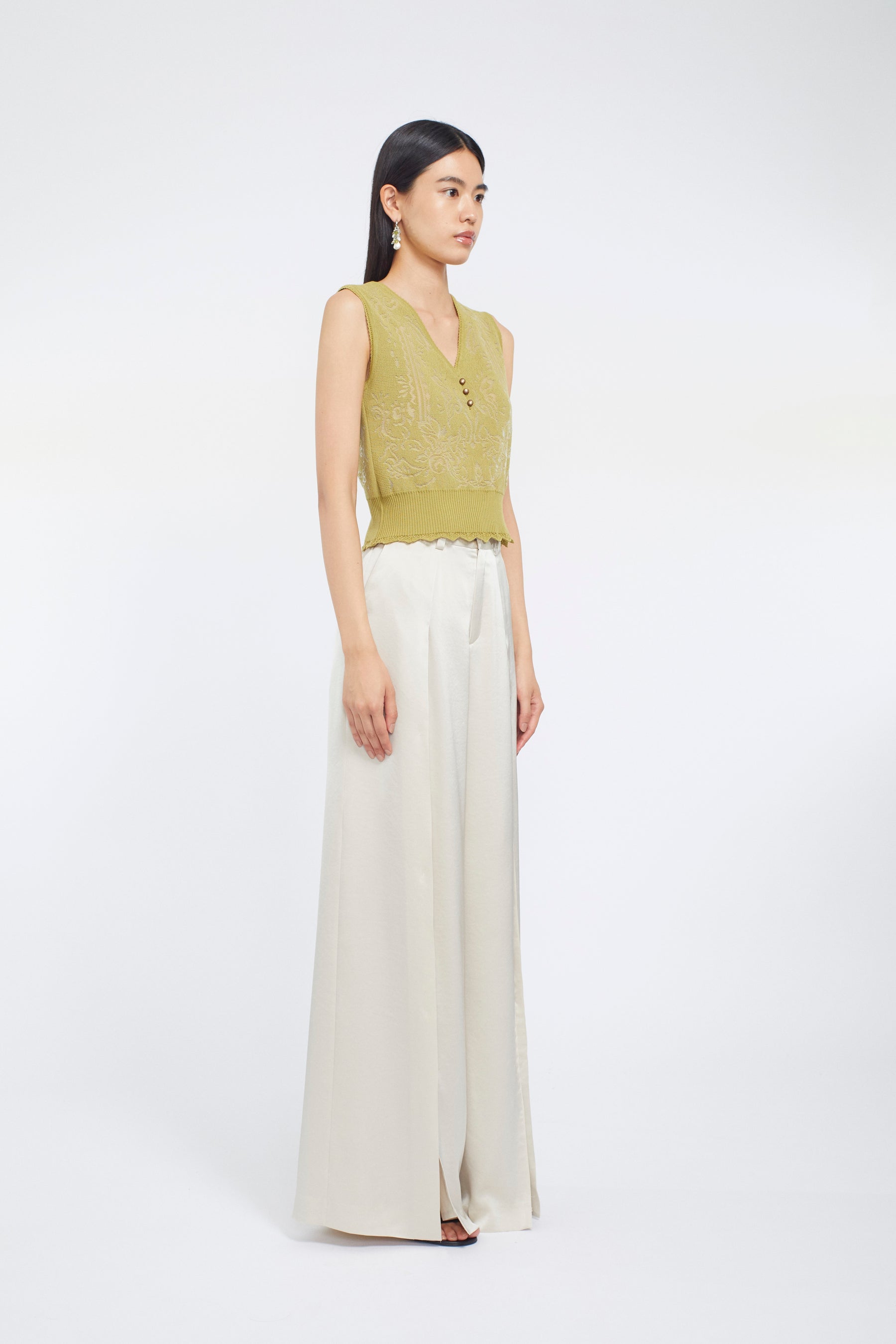 Mirror knit tank (Yellow green)