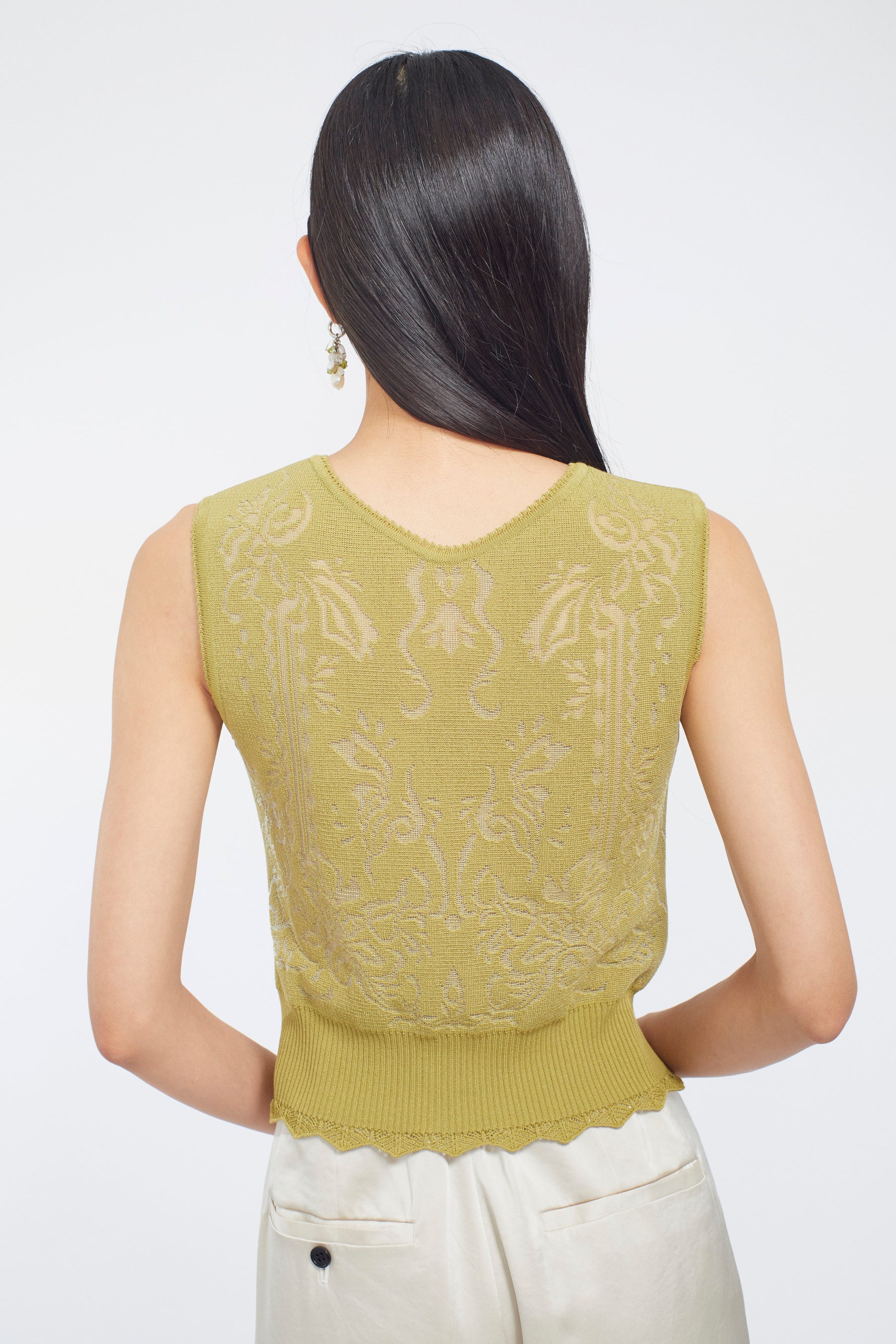 Mirror knit tank (Yellow green)