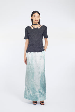 Water mirror print skirt (Green)
