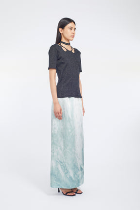 Water mirror print skirt (Green)