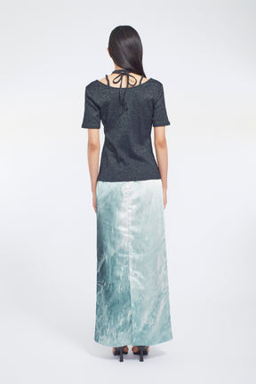 Water mirror print skirt (Green)