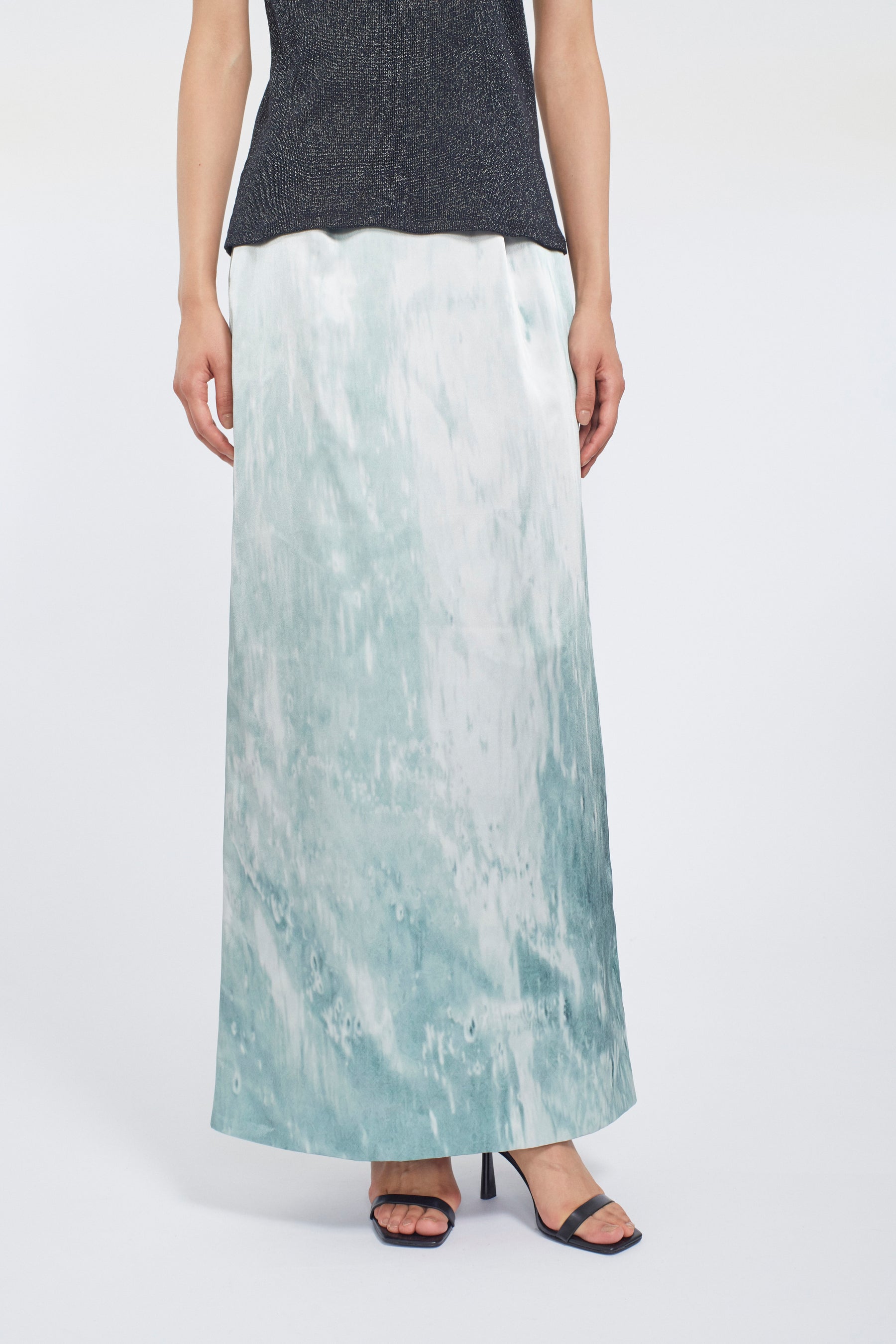 Water mirror print skirt (Green)