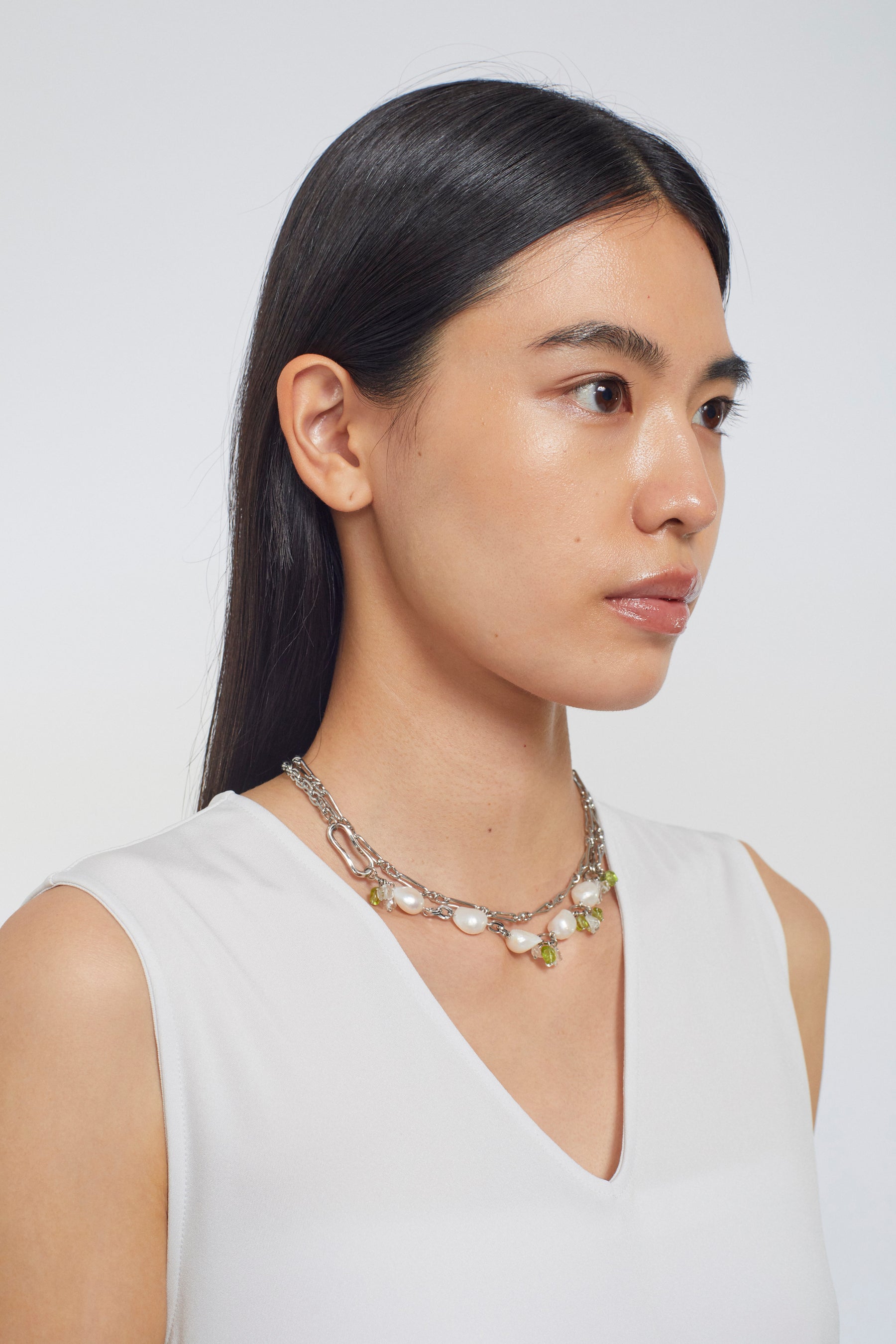 Droplet flower necklace (Silver)