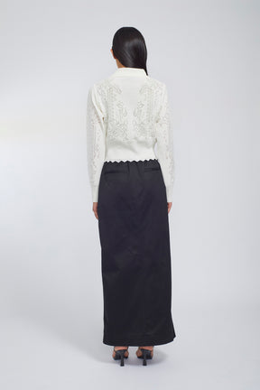 Mirror knit shirt cardigan (White)