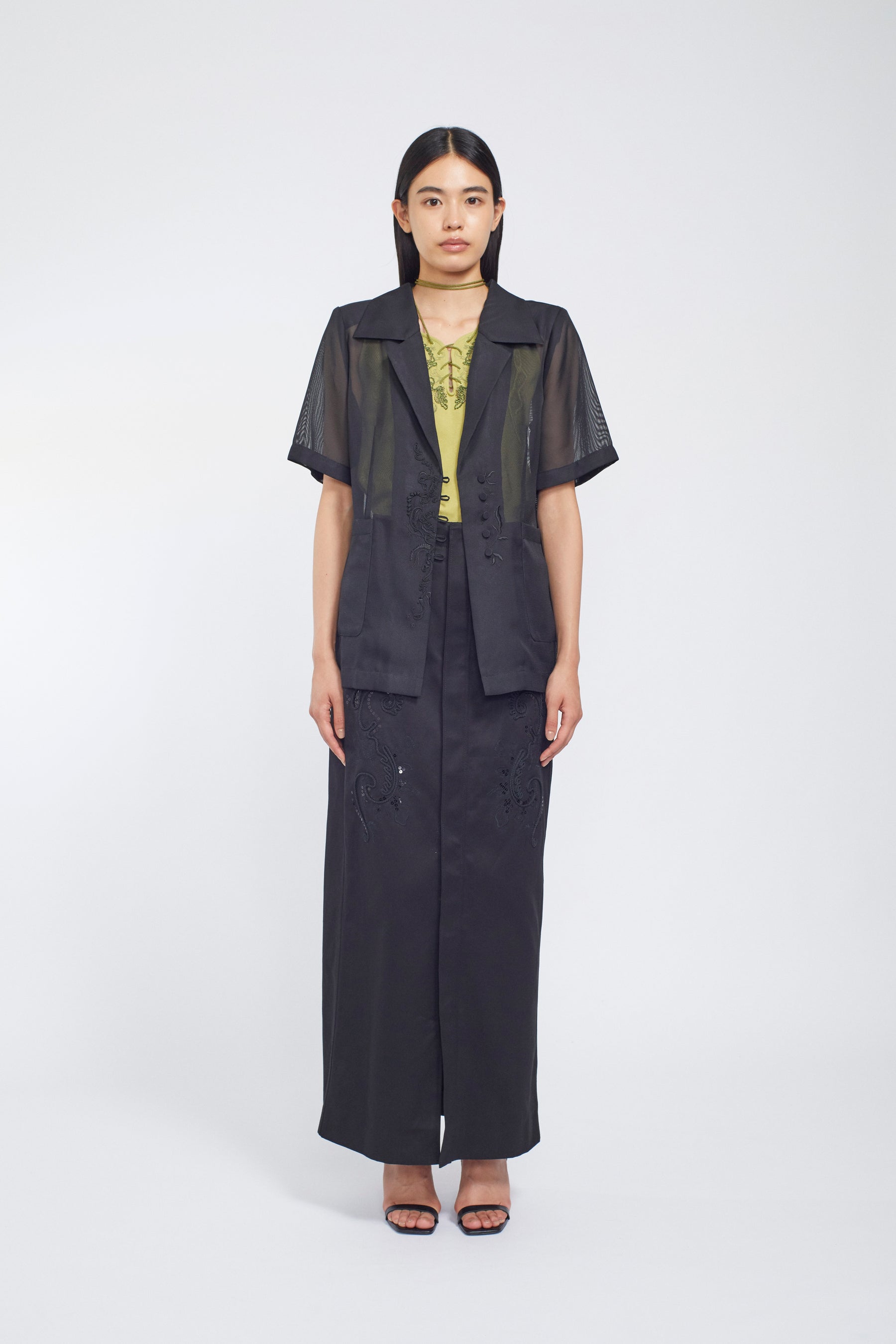 Loop embroidered mesh jacket (Black)