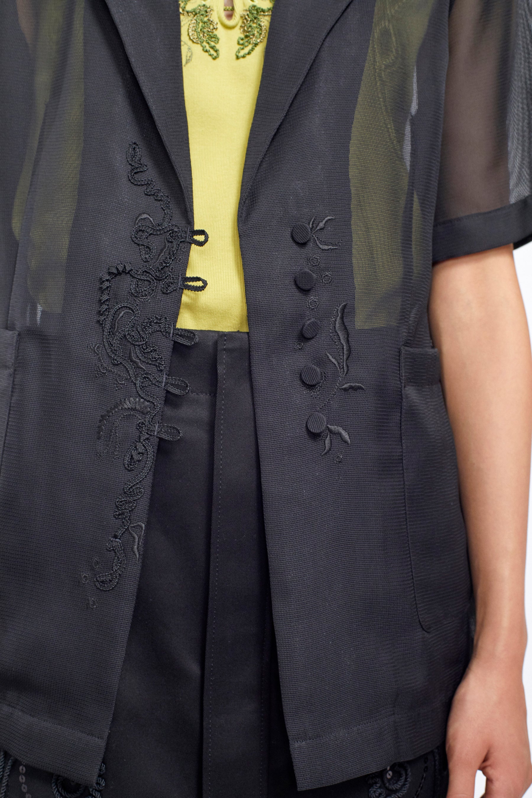 Loop embroidered mesh jacket (Black)