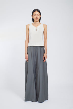 Lace up embroidered tank (Ivory)