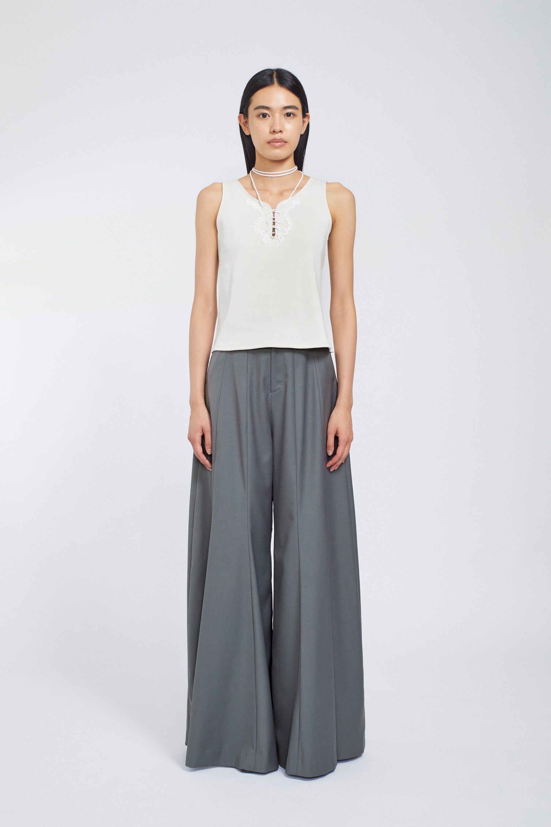 Barrel flare trousers (Gray)