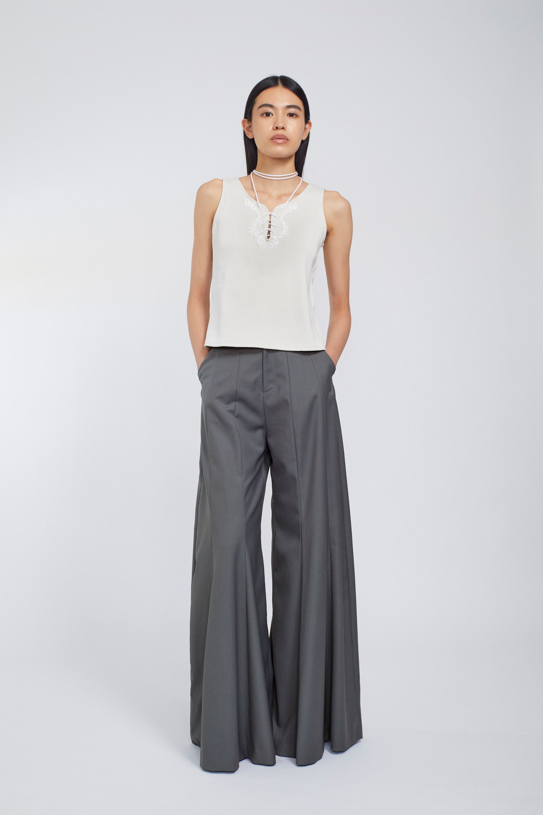 Barrel flare trousers (Gray)