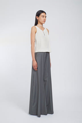 Lace up embroidered tank (Ivory)