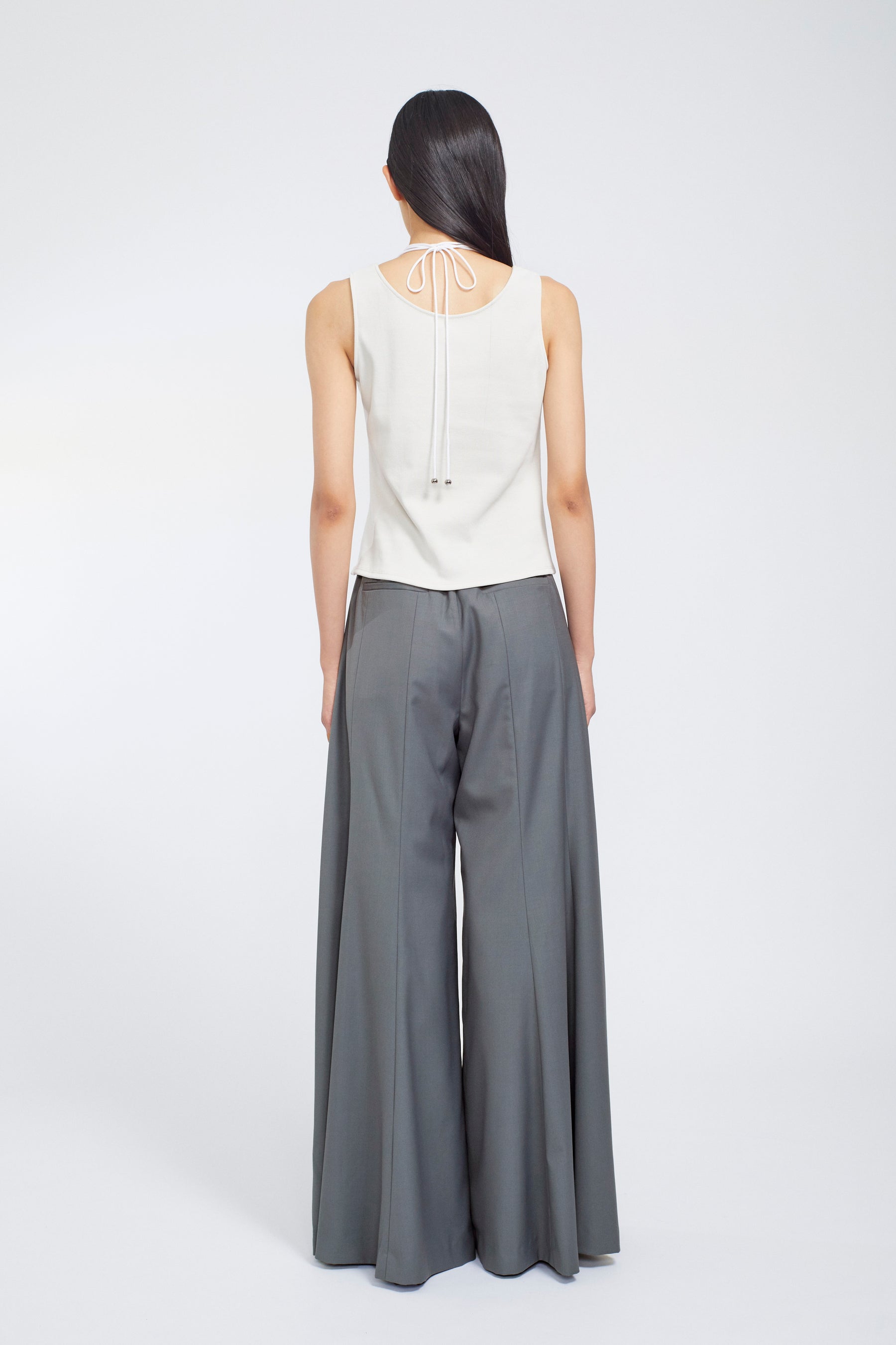 Lace up embroidered tank (Ivory)